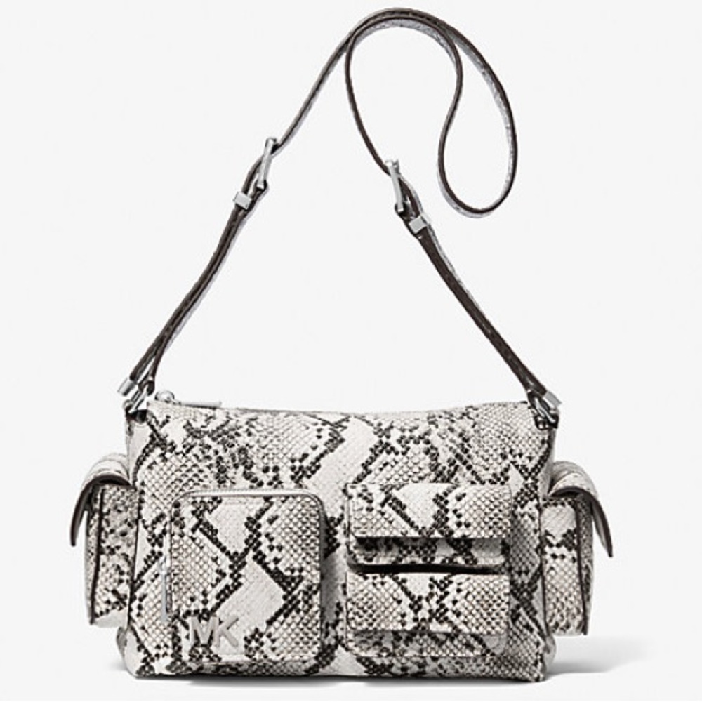 Michael Kors Black and Gray Snake Pattern Shoulder Bag